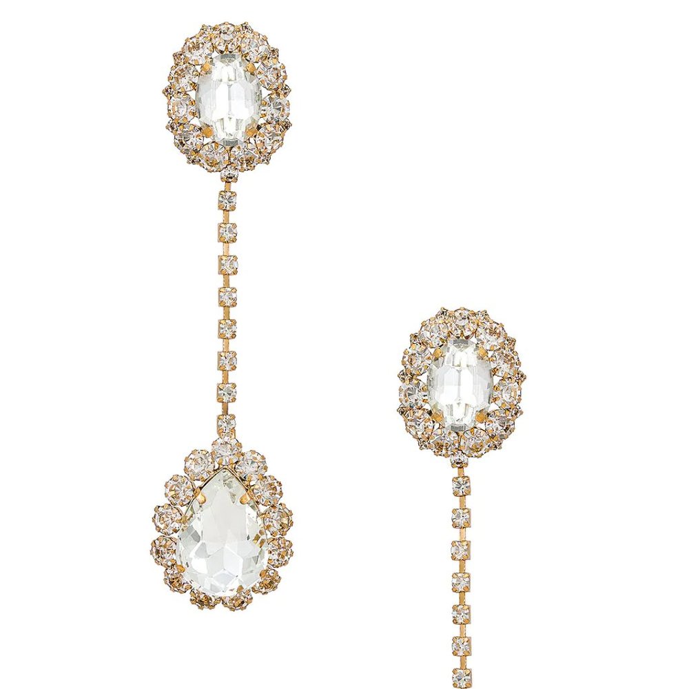NEW 8 Other Reasons Crystal Drop Earrings in Gold Dangling Hanging Statement